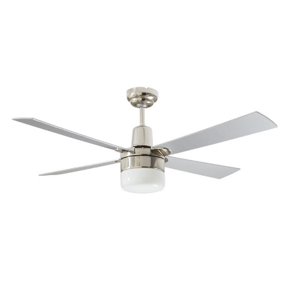 Picture of Martec Four Seasons Alpha 4 Blade Ceiling Fan & Clipper or Oyster Light with Wall Control Brushed Nickel