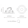 9w-50deg-3000k-led-adjustable-dimmable-white-trim-downlights